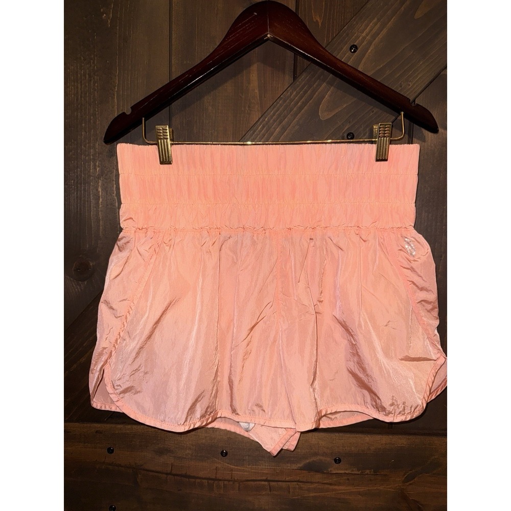 Free People FP Movement The Way‎ Home Peach Shorts Size XL Smocked Waistband EUC